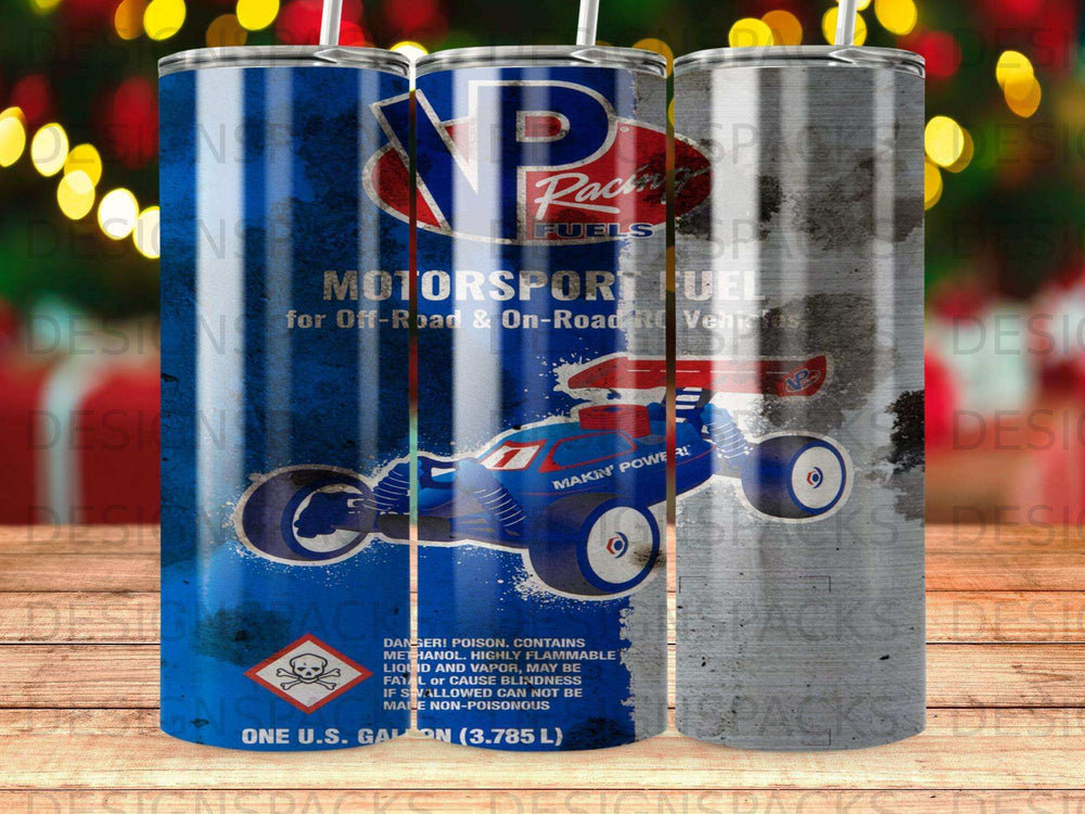 VP Fuels Motorsport fuel for RC vehicles on blue and distressed backgrounds.