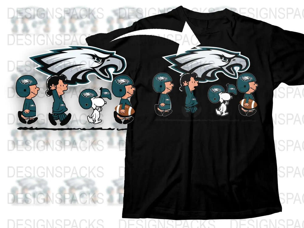Philadelphia Eagles Inspired Football T-Shirt, Cartoon Eagle Fans Graphic Tee, Casual Sports Apparel for Game Day