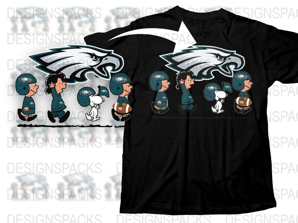 Philadelphia Eagles Inspired Football T-Shirt, Cartoon Eagle Fans Graphic Tee, Casual Sports Apparel for Game Day
