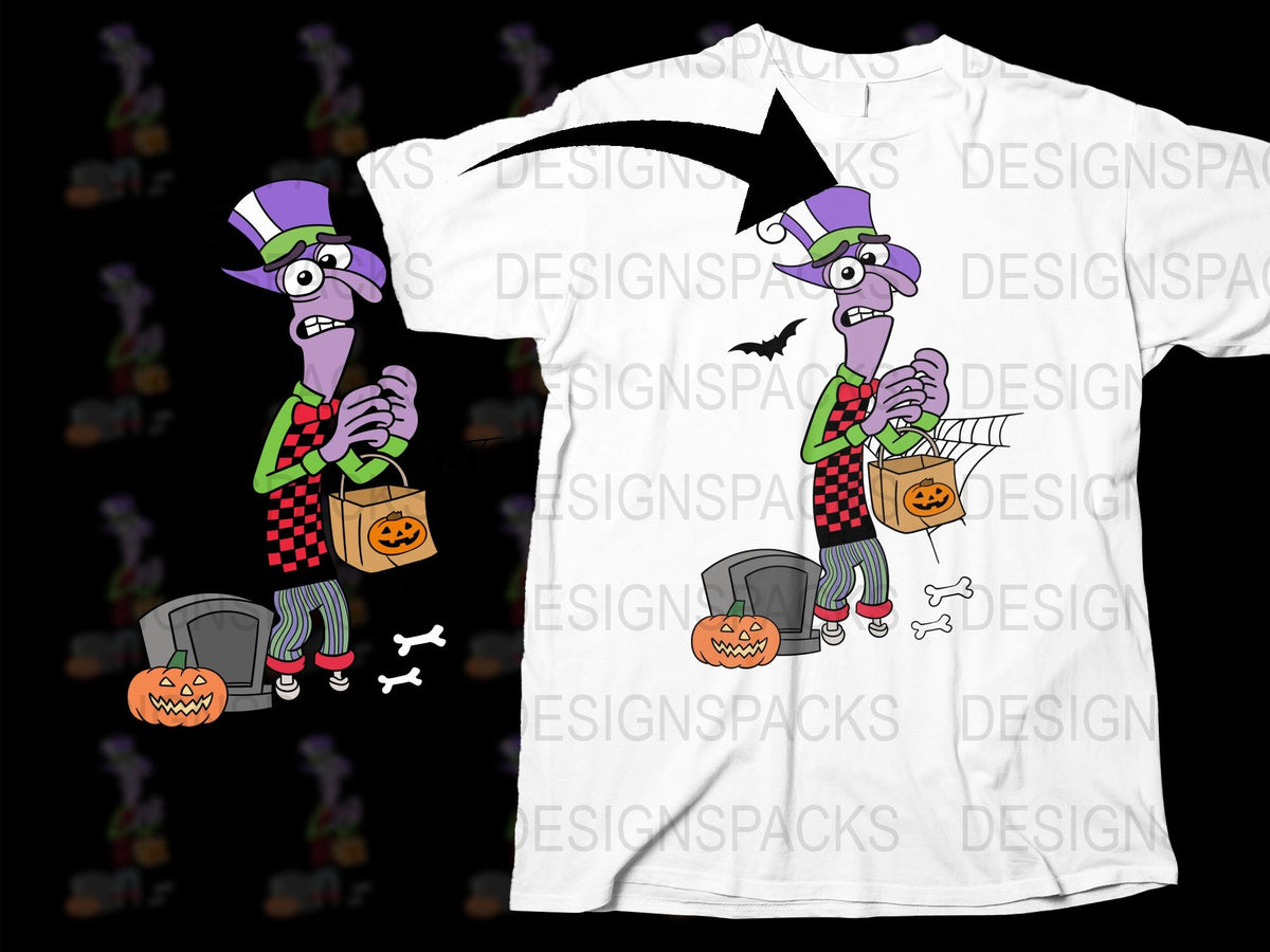 Halloween Witch Bird T-Shirt, Spooky Cartoon Graphics, Trick or Treat Tee, Fun October Apparel