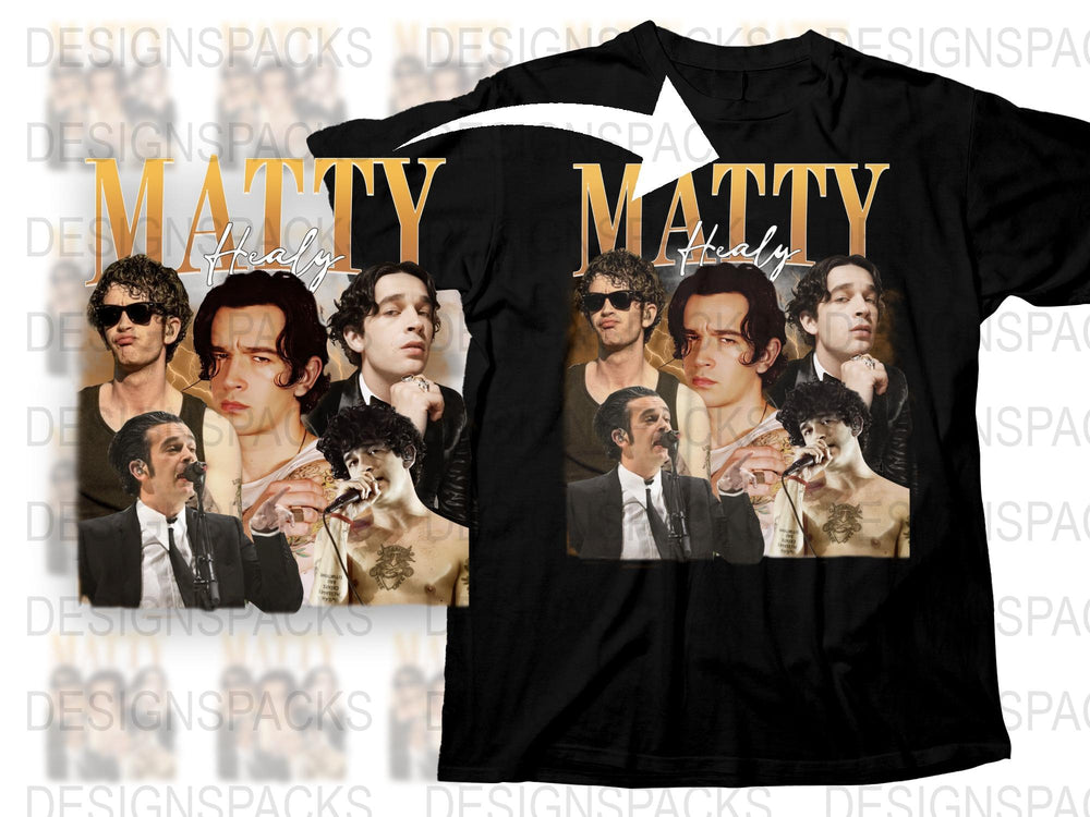 Vintage Style Matty Healy T-Shirt, The 1975 Band Graphic Tee, Music Fan Apparel, Unisex Black Top