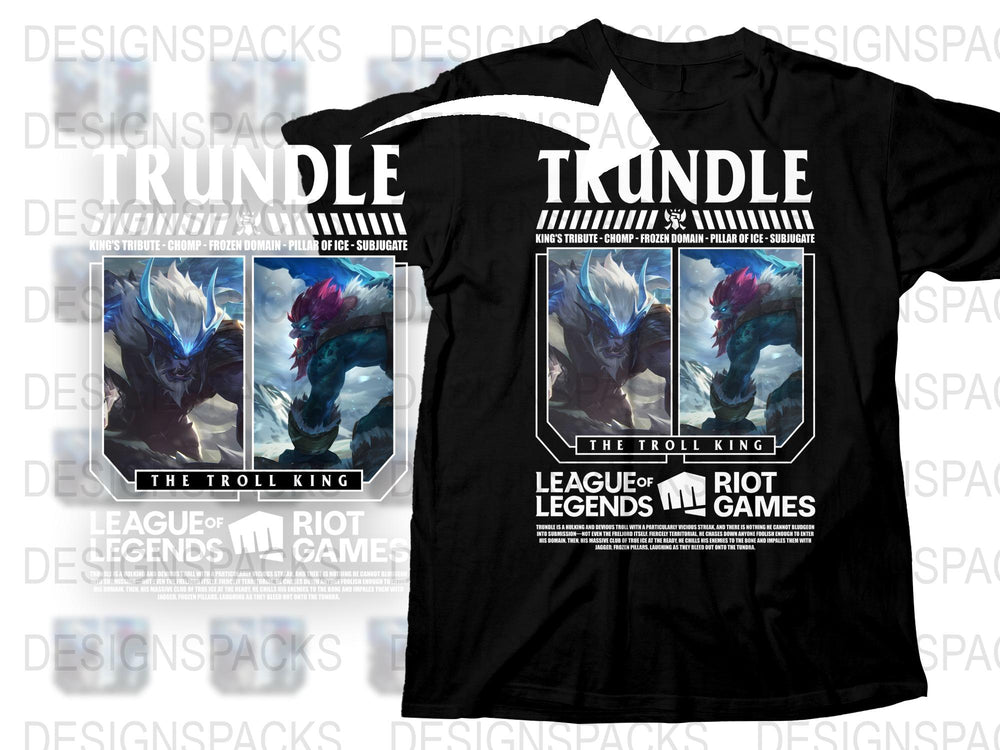 League of Legends Trundle The Troll King Graphic T-Shirt, Gaming Apparel, Riot Games Merchandise