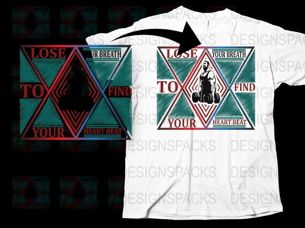 Graphic T-Shirt Lose Your Breath Find Your Heartbeat, Men's White Tee, Urban Style Clothing