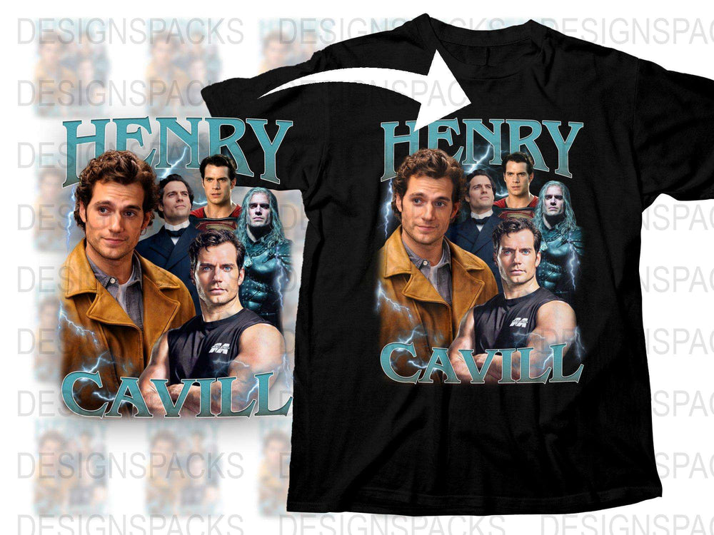 Henry Cavill Fan T-Shirt, Multiple Poses Graphic Tee, Actor Tribute Shirt, Movie Star Casual Fashion Top, Unisex Gift Idea