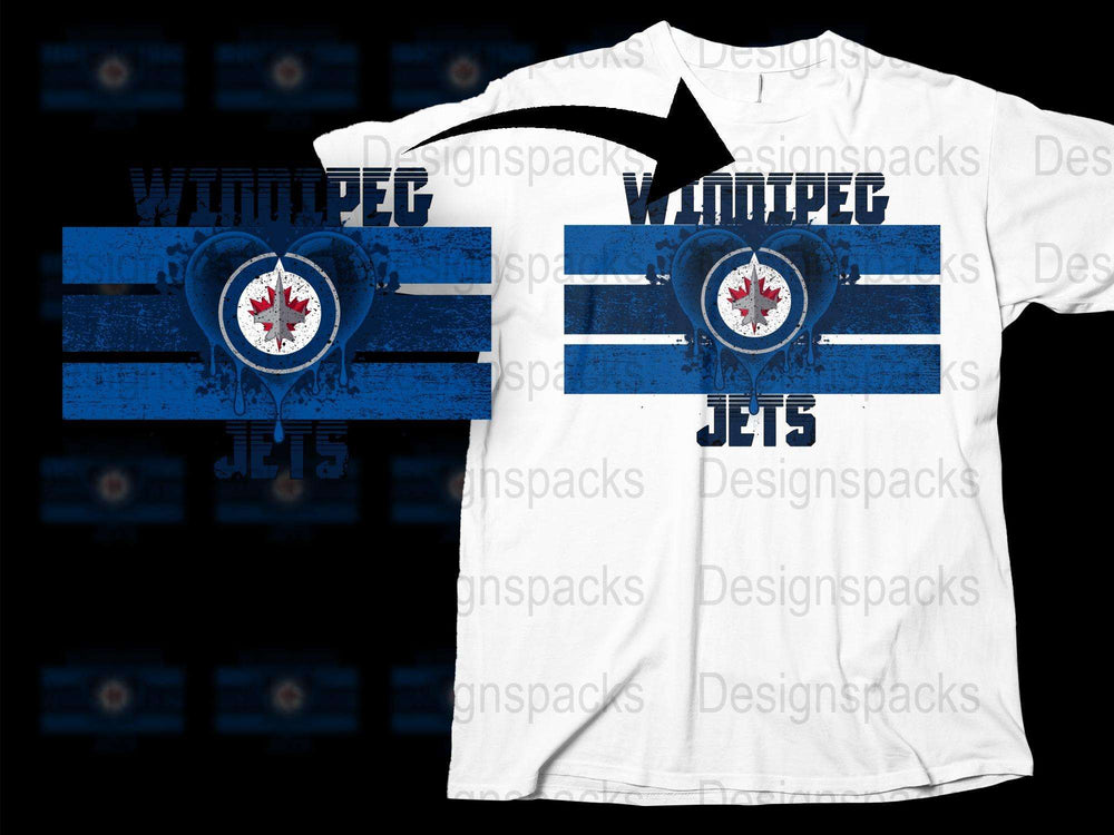 Winnipeg Jets T-Shirt, Blue Striped Sports Tee, Hockey Team Fan Apparel Gift
