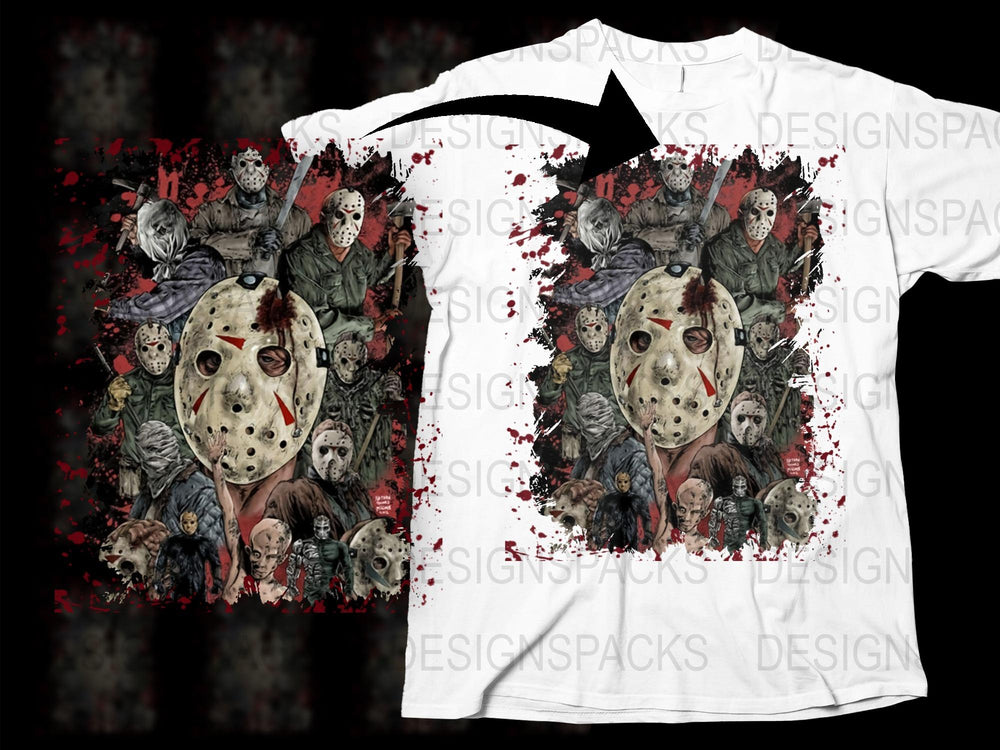Horror Movie T-Shirt, Jason Voorhees Graphic Tee, Unisex Horror Film Shirt, Scary Character Print Top, Unique Halloween Apparel