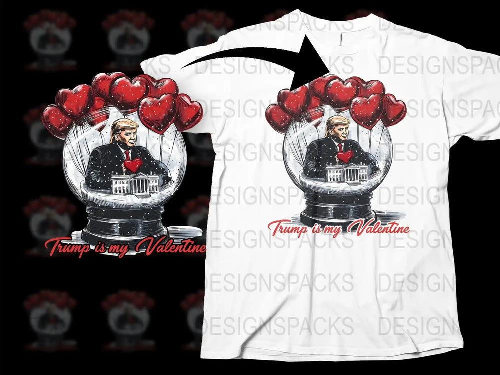 Donald Trump Valentine's Day T-Shirt, Funny Political Snow Globe Design, Heart Balloons, Gift Idea