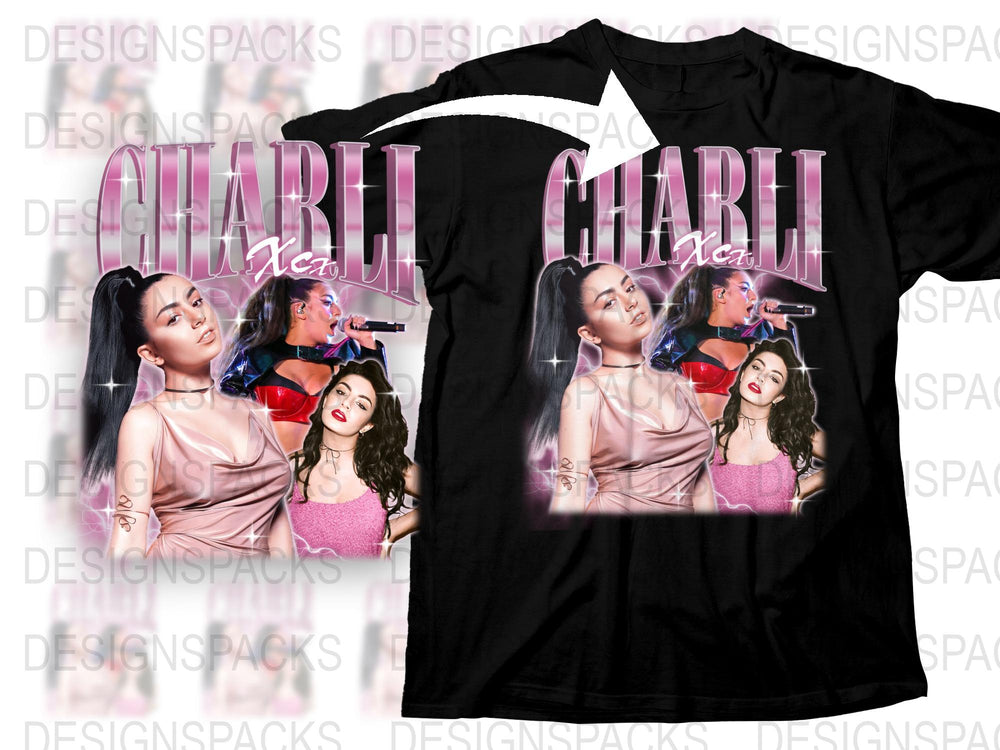 Charli XCX Fan T-Shirt, Pop Singer Graphic Tee, Pink and Black Concert Shirt, Music Artist Merchandise, Trendy Star Apparel