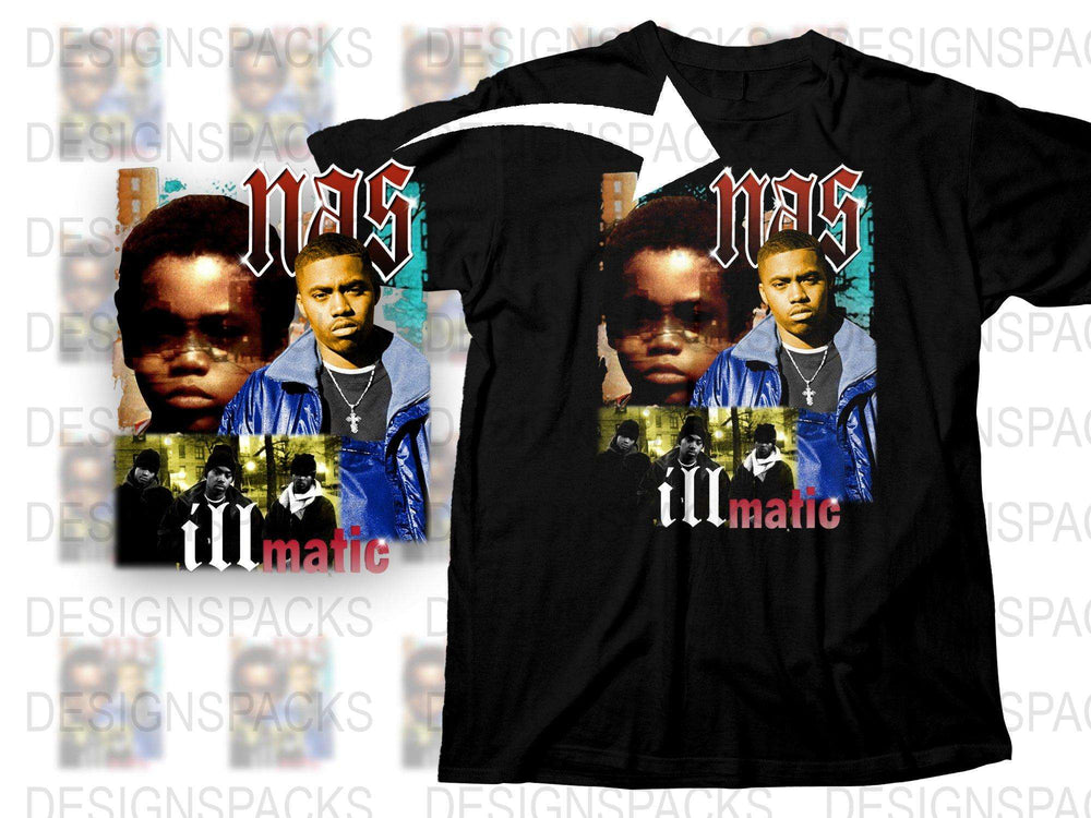 Vintage Nas Illmatic T-Shirt, Classic Hip Hop Tee, 90s Rap Music Fan Apparel, Unisex Black Cotton Shirt