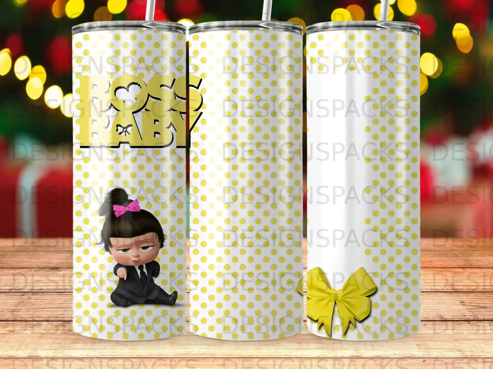 Boss Baby Girl Character Yellow Polka Dot Tumbler product type