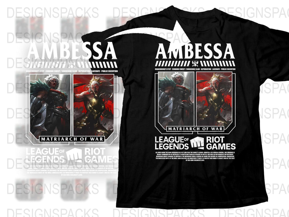 Ambessa Matriarch of War League of Legends T-Shirt, Riot Games Merch, Gamer Apparel, Graphic Tee, Collector's Item, Unisex Fashion