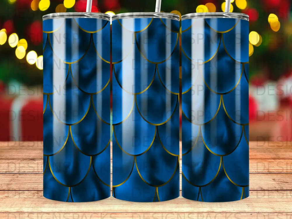 Blue Gold Mermaid Scales Pattern Tumbler product type