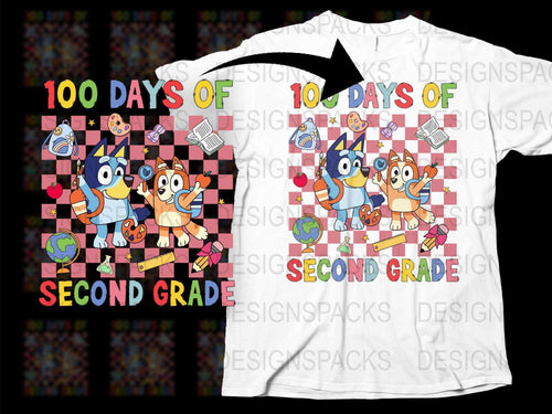 Colorful Second Grade T-shirt, 100 Days of School Celebration Tee, Kids Cartoon Graphic Shirt, Fun Educational Clothing for Children