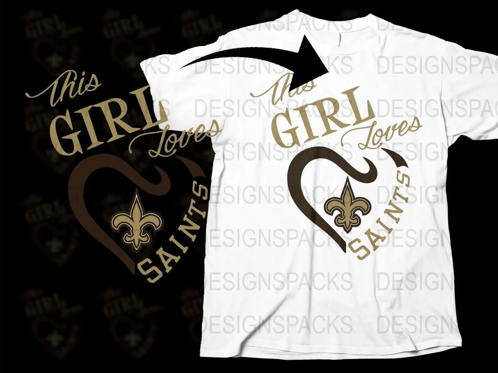 This Girl Loves Saints T-Shirt, New Orleans Football Fan Tee, Sports Team Apparel, Gift for Her