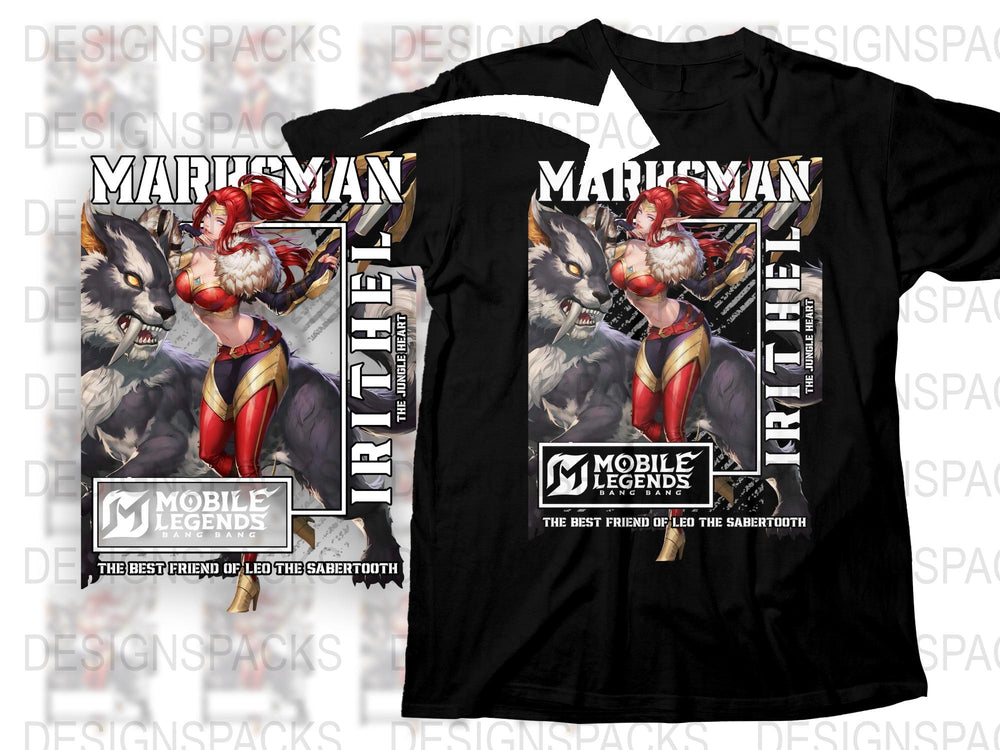 Mobile Legends Marksman T-Shirt, Gaming Apparel, Graphic Tee, Sabertooth Hero Design, Unisex Clothing
