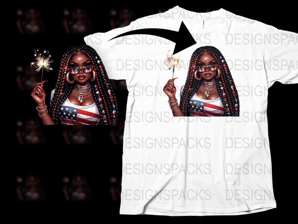 Patriotic Woman Graphic T-Shirt, American Flag Print, Stylish Summer Tee, Fashionable Casual Wear