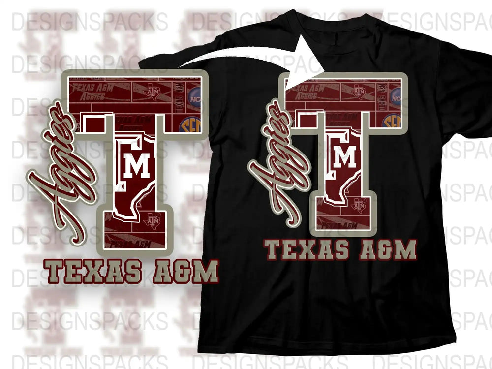 Texas AandM T-Shirt, Maroon College Sports Fan Gear, Aggies Football Graphic Tee, Team Spirit Apparel