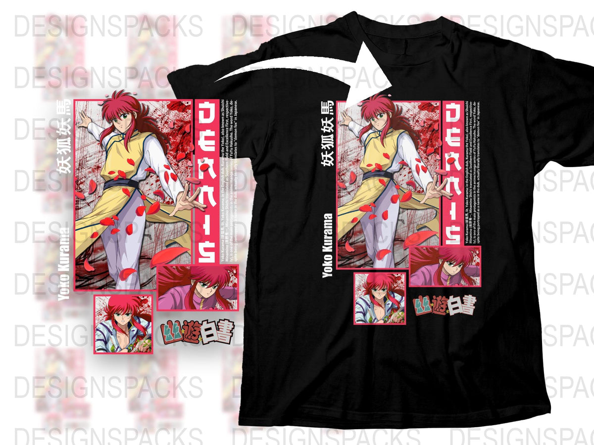 Anime Inspired T-Shirt, Colorful Manga Graphic Tee, Unisex Casual Streetwear, Vibrant Red and Black Shirt Design