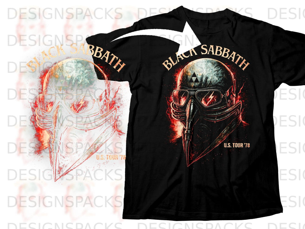 Black Sabbath U.S. Tour '78 t-shirt with skull and goggles graphic.