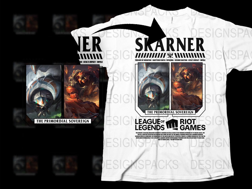 League of Legends Skarner T-Shirt, The Primordial Sovereign Graphic Tee, Gamer Clothing