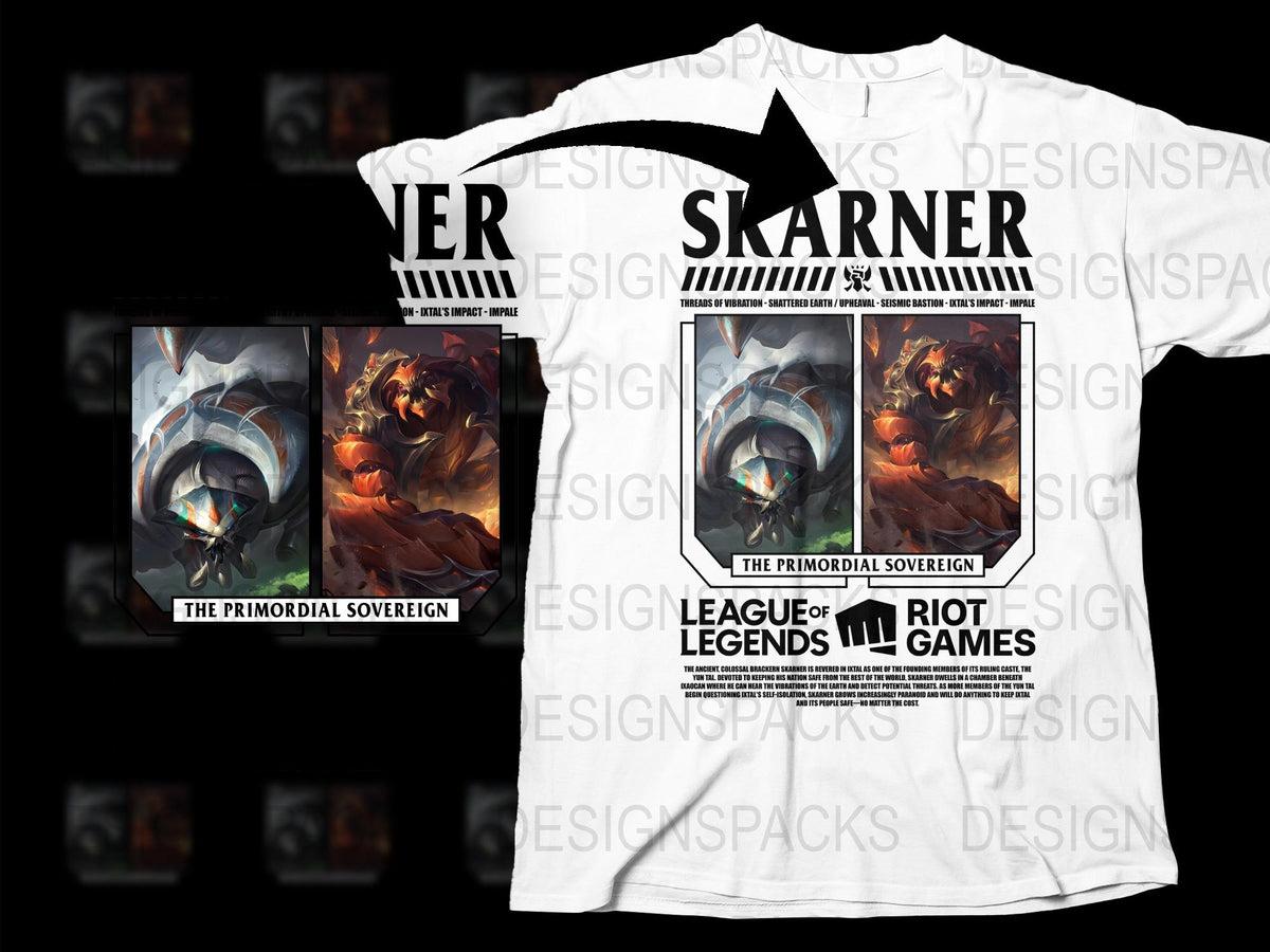 League of Legends Skarner T-Shirt, The Primordial Sovereign Graphic Tee, Gamer Clothing