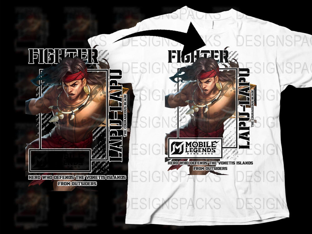 Mobile Legends Fighter Hero Graphic T-Shirt, Gaming Apparel for Teens, Unisex White Tee