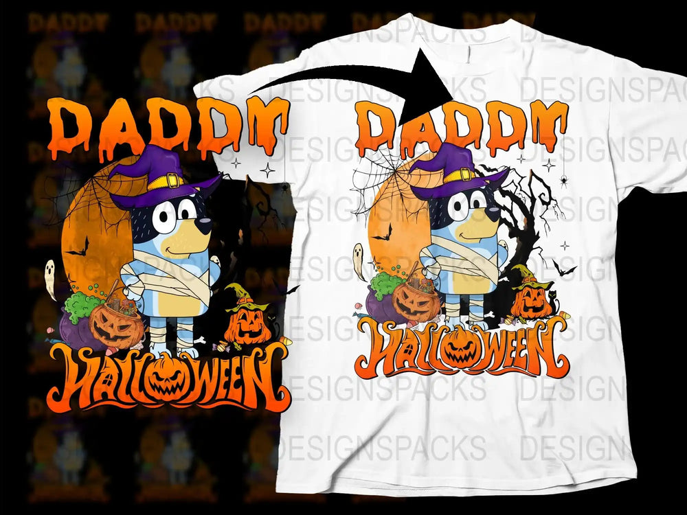 Halloween T-Shirt Daddy Monster Pumpkin Kids Horror Spooky Costume Tee Party Wear