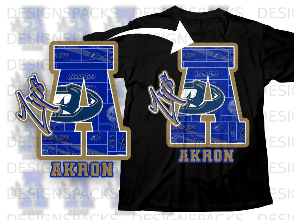 Akron Zips Large A Logo Graphic Black T-shirt
