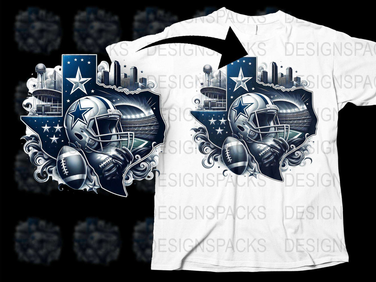 Dallas Star Football Themed T-Shirt, Skyline Helmet Graphic Tee, Sports Fan Apparel, Unique Football Gift Idea