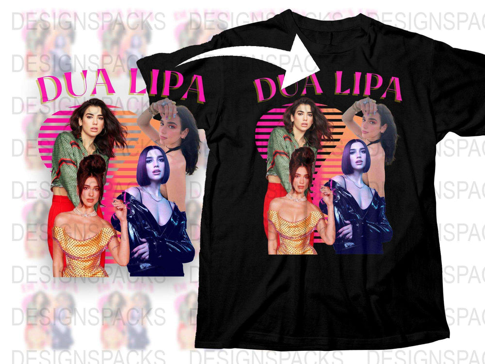 Dua Lipa Graphic T-Shirt, Pop Artist Fan Merch, Colorful Celebrity Printed Tee, Unisex Music Fashion Top