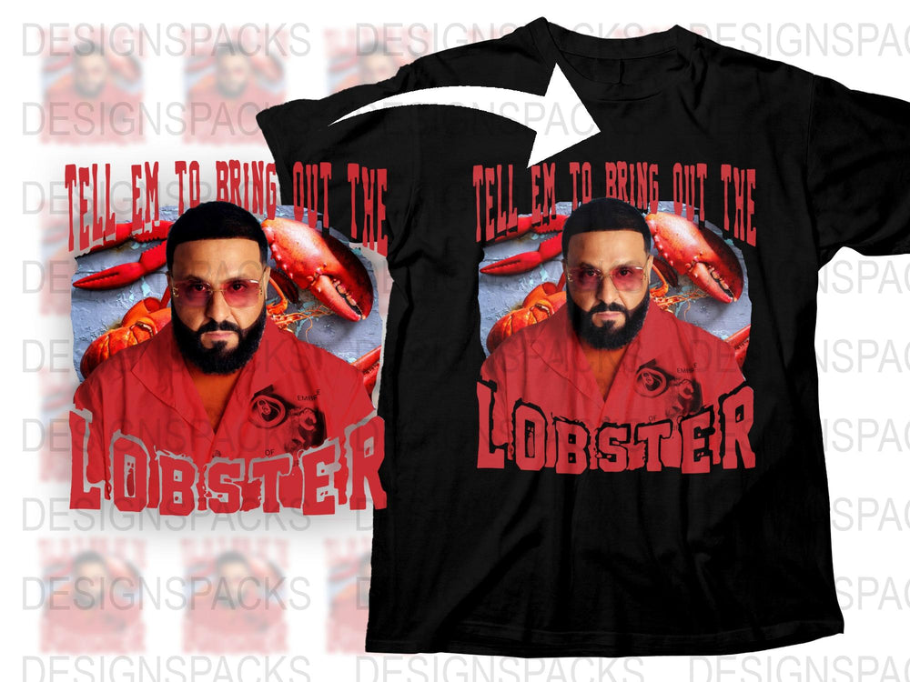 Men's Lobster Graphic T-Shirt, Funny Seafood Lover Tee, Bold Red Text Design, Casual Black Shirt