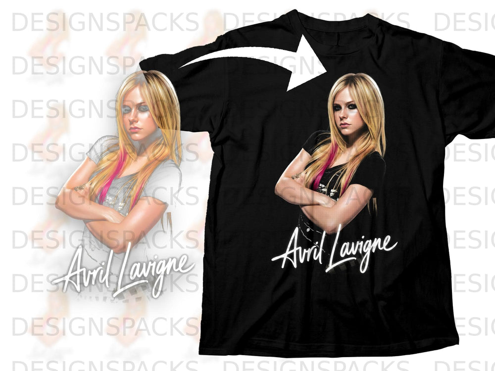 Black t-shirt featuring Avril Lavigne graphic and signature.