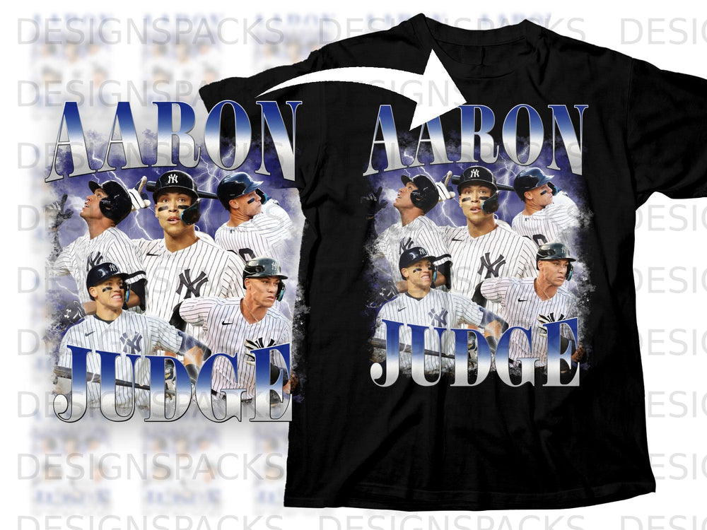 Black t-shirt with baseball players Aaron Judge and "AARON JUDGE" text.