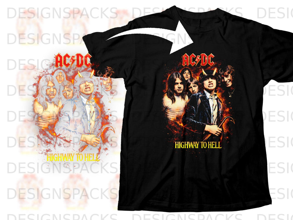 Black t-shirt featuring AC/DC's Highway to Hell album art with band members.