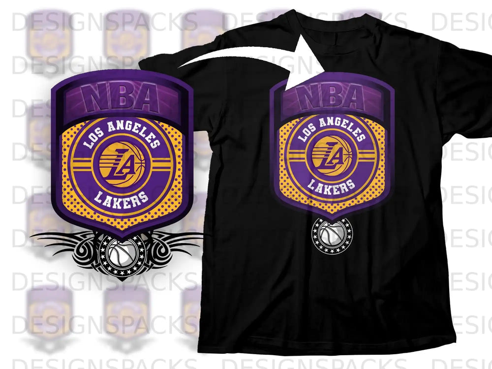 Los Angeles Lakers NBA Shield Design Black T-shirt