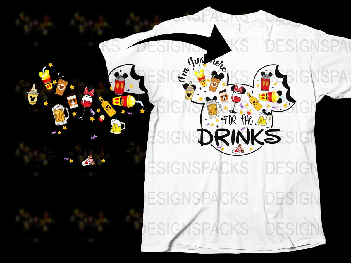 Just Here for the Drinks Halloween T-Shirt, Funny Ghost Beer Party Tee, Spooky Casual Apparel