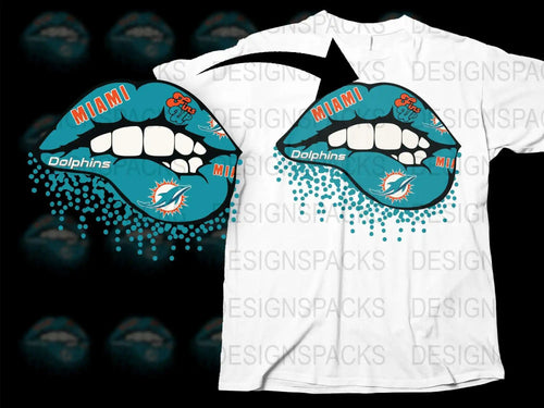 Miami Dolphins Graphic T-Shirt, Men's White Casual Tee with Bold Lip Design, Sports Fan Apparel
