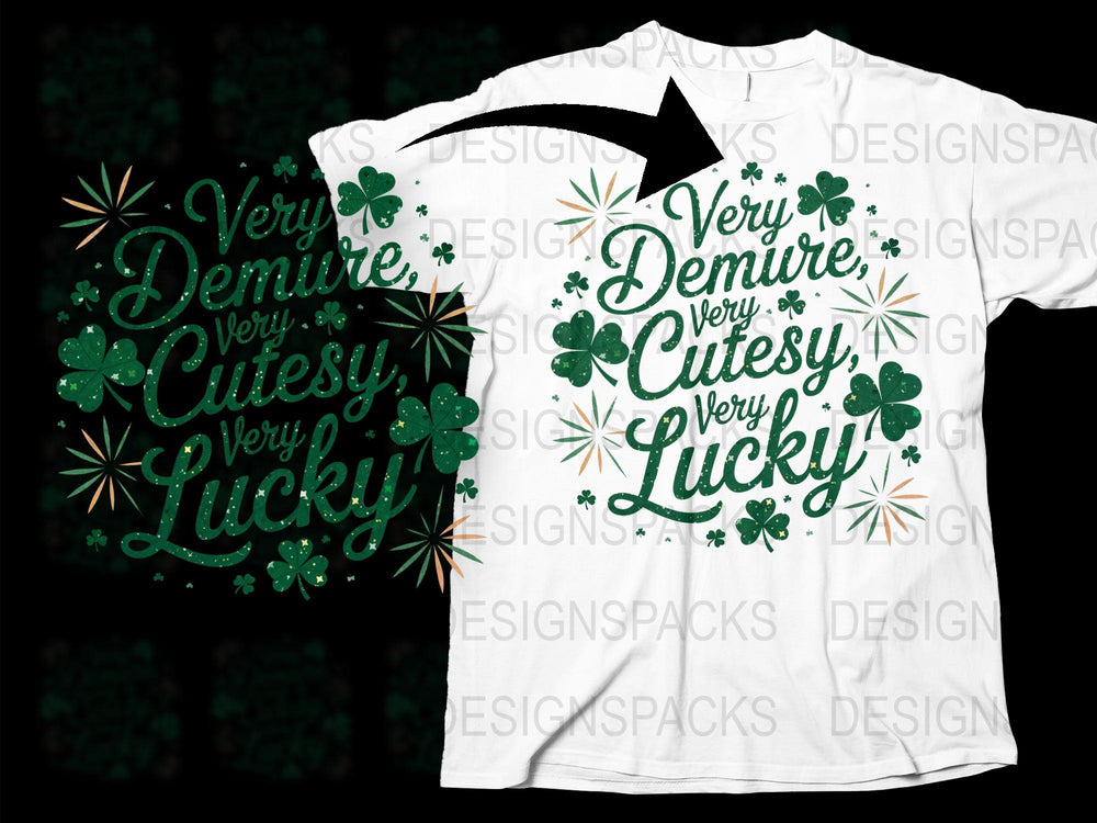 St. Patrick's Day T-Shirt Very Cute Very Lucky Shamrock Graphic Tee Unisex Irish Festival Outfit