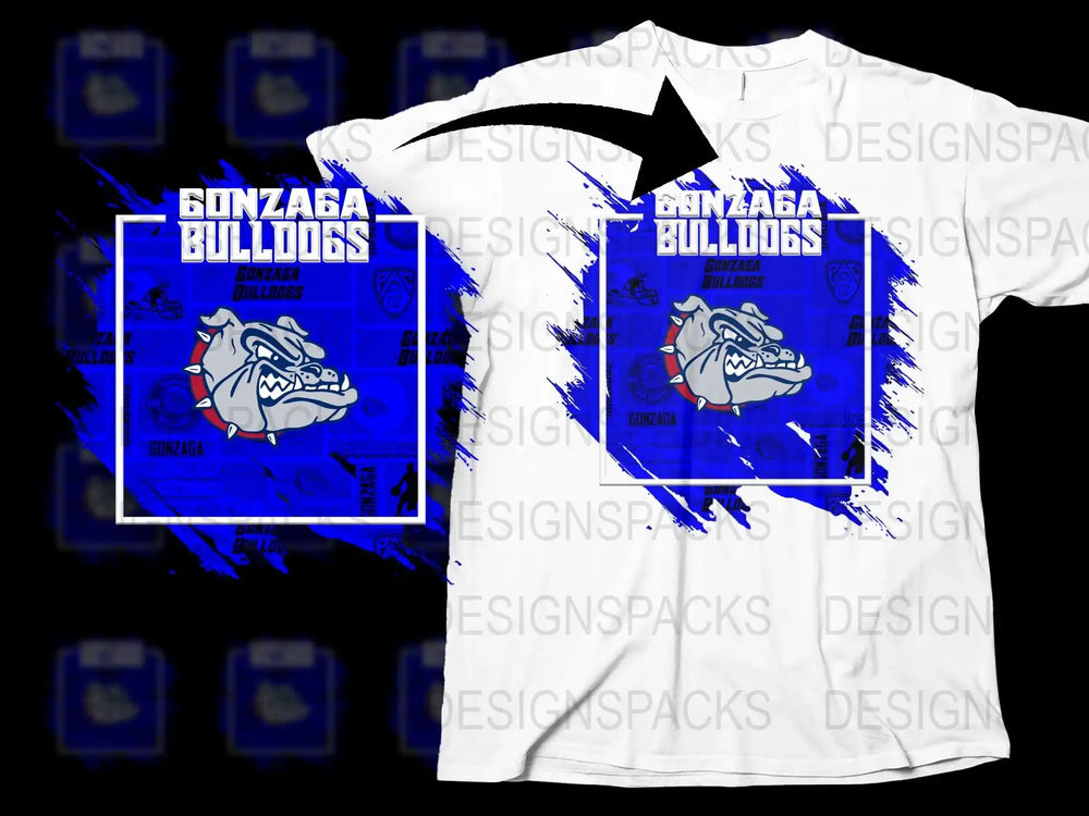 Gonzaga Bulldogs Graphic T-Shirt, College Basketball Team Fan Apparel, Blue and White Design