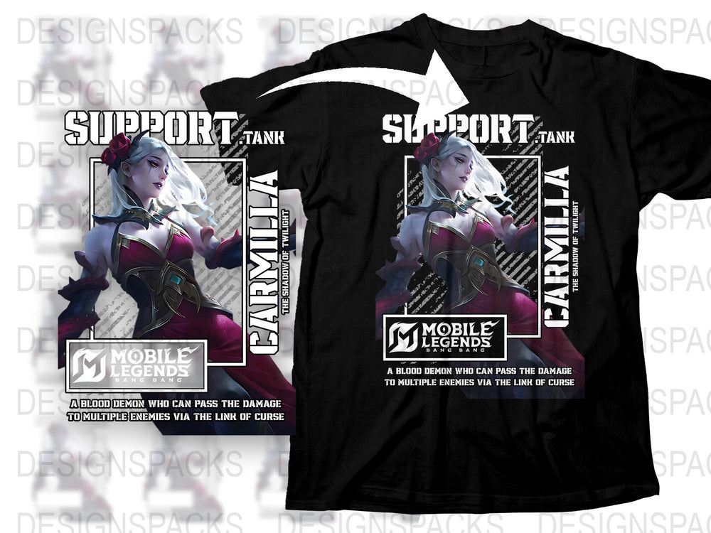 Mobile Legends Support Tank T-Shirt, Gaming Apparel, Hero Graphic Tee, Black Cotton Shirt, Gamer Clothing, Unisex Fit