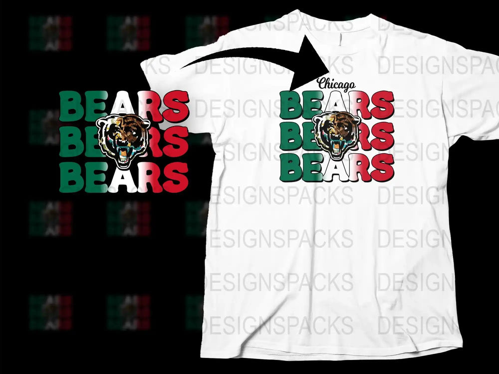 Chicago Bears Themed T-Shirt, White Graphic Tee, Sports Fan Apparel, Football Team Shirt