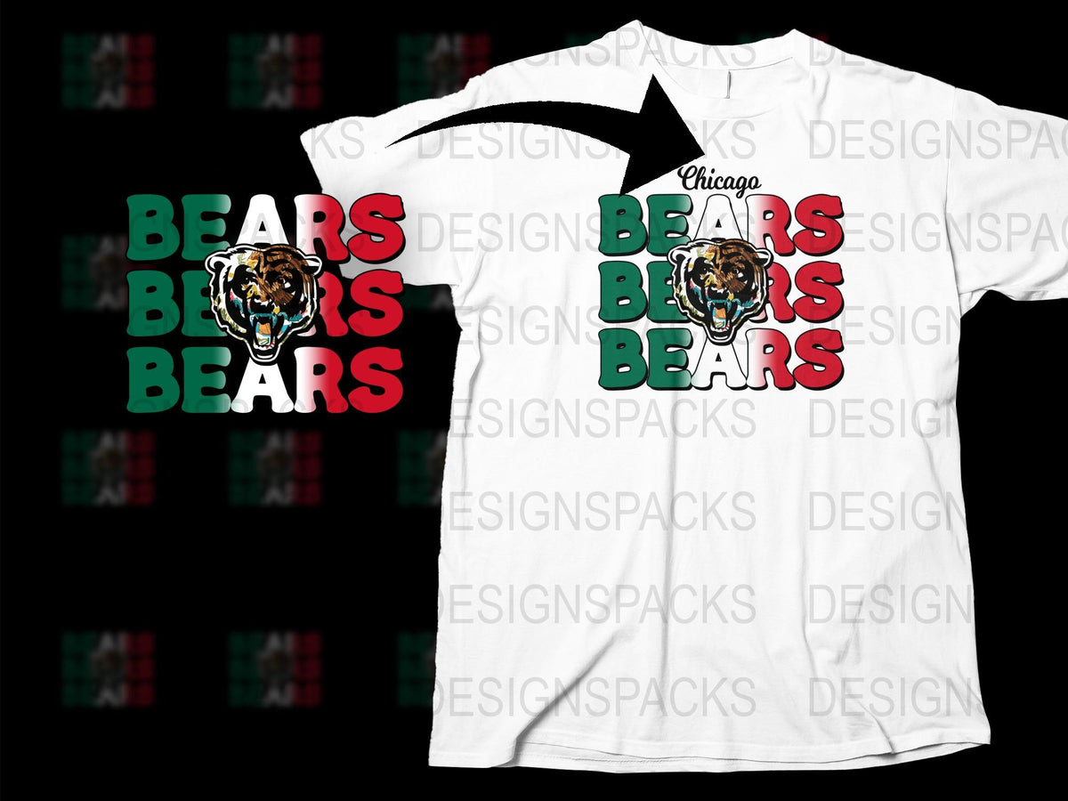 Chicago Bears Themed T-Shirt, White Graphic Tee, Sports Fan Apparel, Football Team Shirt