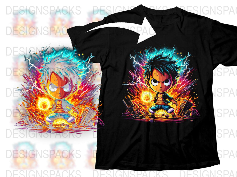 Anime Inspired Graphic T-Shirt, Colorful Explosion Design, Casual Wear, Unisex Cotton Tee, Vibrant Print Top, Gift for Manga Fans