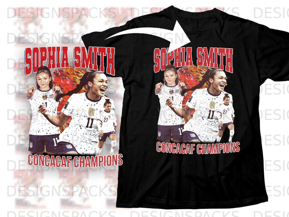 Sophia Smith CONCACAF Champions t-shirt with USA soccer player.