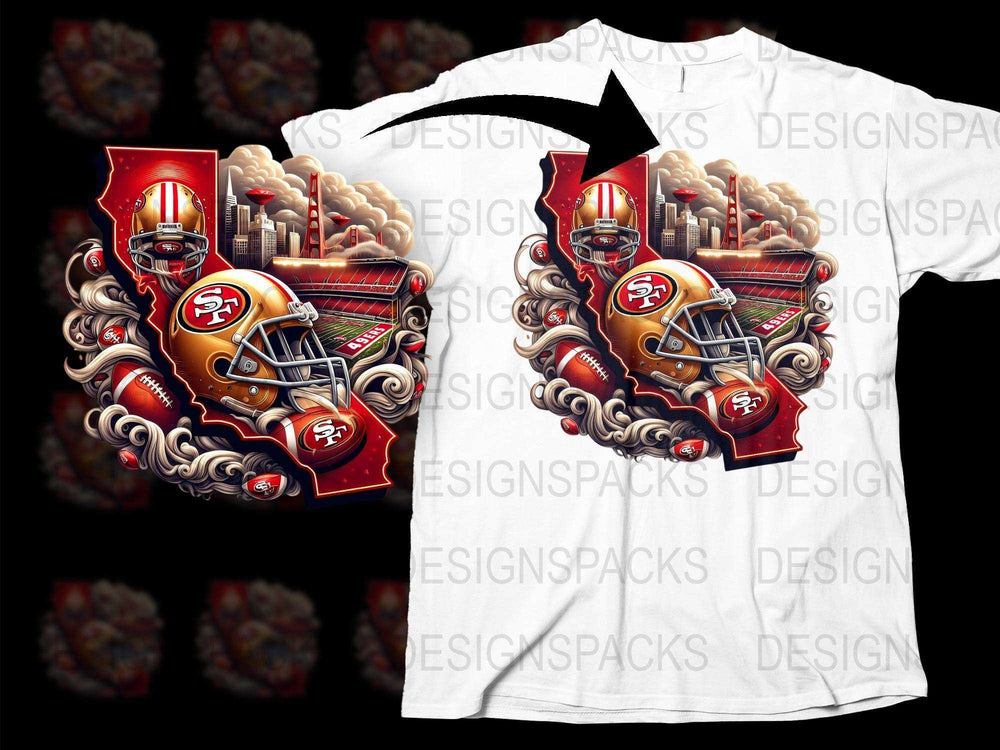 San Francisco Football T-Shirt, 49ers Inspired Graphic Tee, Vintage Stadium Design, Sporty Casual Apparel for Fans