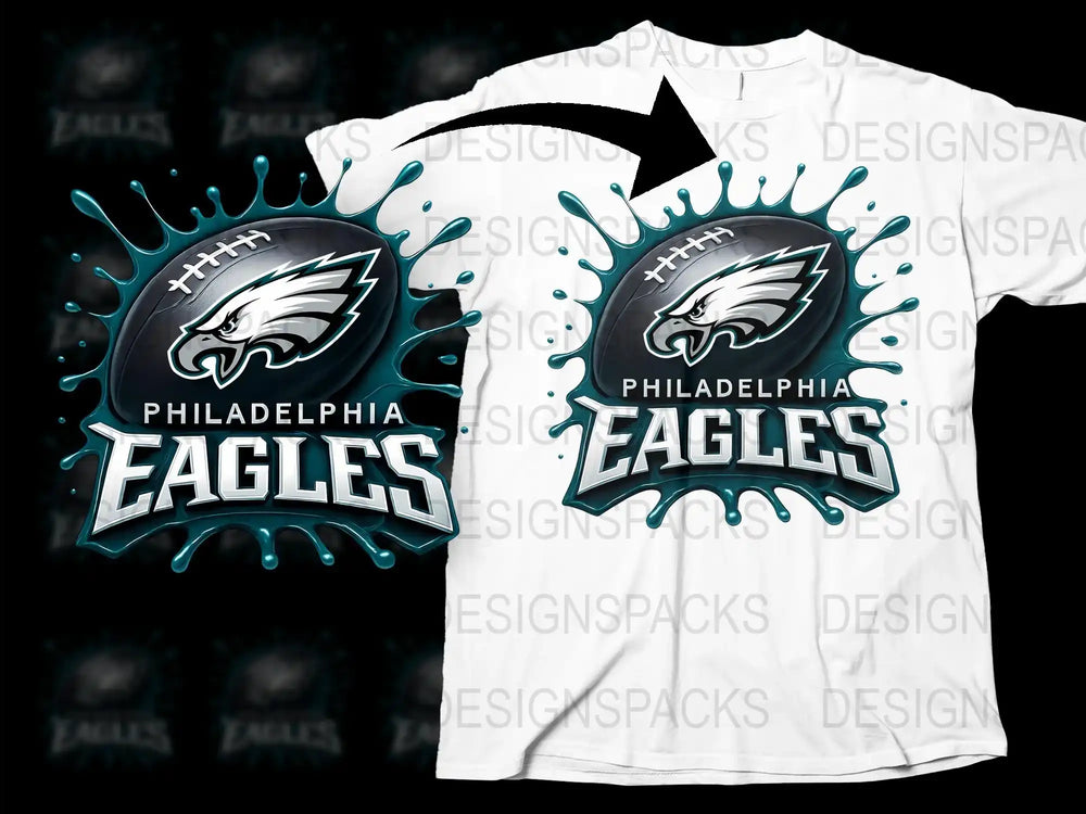 Philadelphia Eagles T-Shirt Graphic Design Sports Team Fan Apparel Black and White Tee