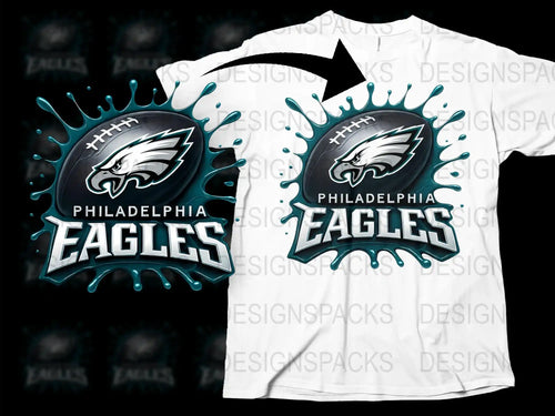 Philadelphia Eagles T-Shirt Graphic Design Sports Team Fan Apparel Black and White Tee