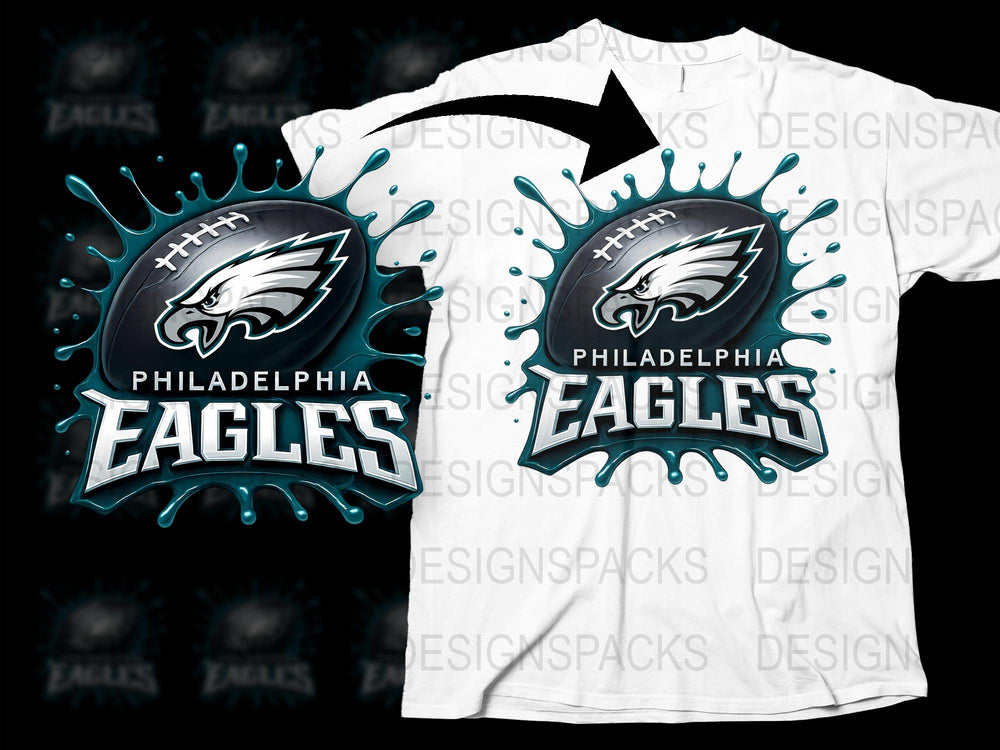 Philadelphia Eagles T-Shirt Graphic Design Sports Team Fan Apparel Black and White Tee