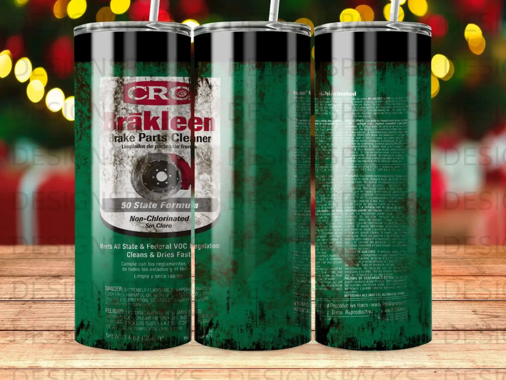 CRC Brake Parts Cleaner can with green label and warnings.