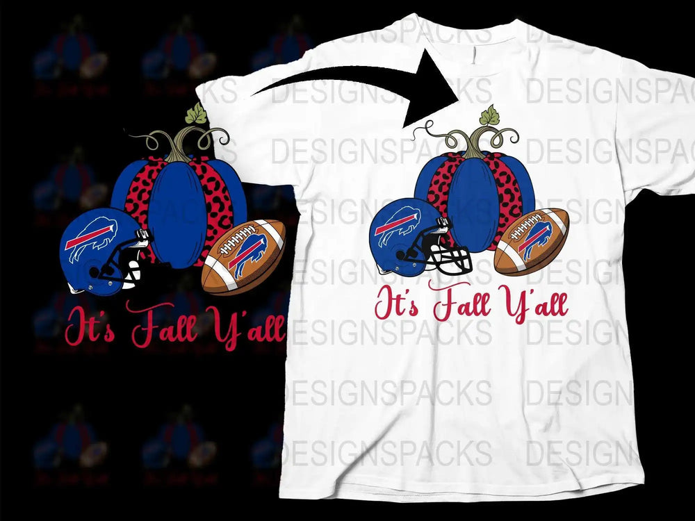 It's Fall Y'all Buffalo Football T-Shirt, Autumn Sports Fan Apparel, Casual Game Day Tee, Unisex Football Season Shirt
